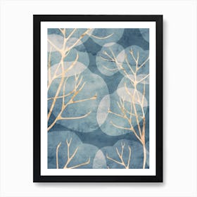 Leaves Cyanotype Vertical Art Print