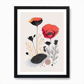 Poppy Seeds Spices And Herbs Minimal Line Drawing 3 Art Print