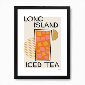 Long Island Iced Tea Retro Cocktail  Neutral Art Print