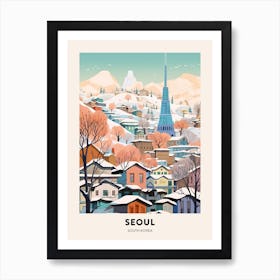 Vintage Winter Travel Poster Seoul South Korea 4 Art Print