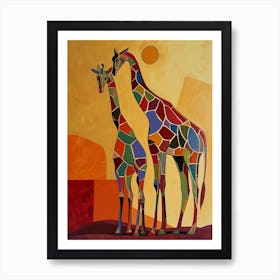 Abstract Geometric Giraffes 9 Art Print