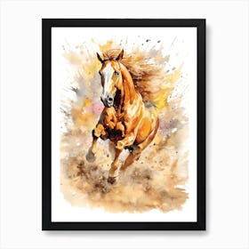 Horse Painting Brown Paintsplash Art Print