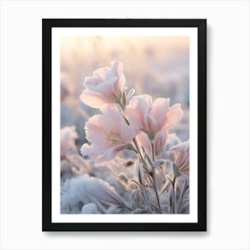 Frosty Botanical Evening Primrose 3 Art Print