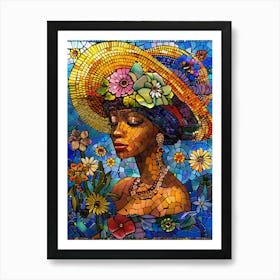 Mosaic Woman In Hat 1 Art Print