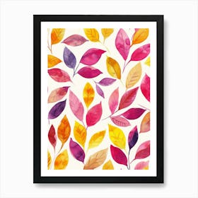 Watercolor Autumn Leaves Seamless Pattern 4 Art Print