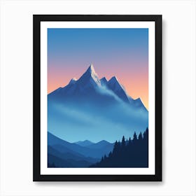 Misty Mountains Vertical Composition In Blue Tone 122 Art Print