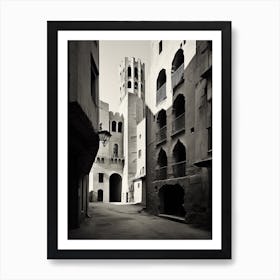 Lleida, Spain, Black And White Analogue Photography 4 Art Print