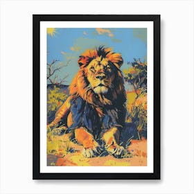 Southwest African Lion Resting In The Sun Fauvist Painting 1 Art Print