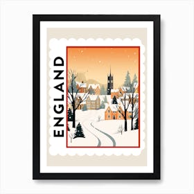 Retro Winter Stamp Poster Canterbury United Kingdom 4 Art Print