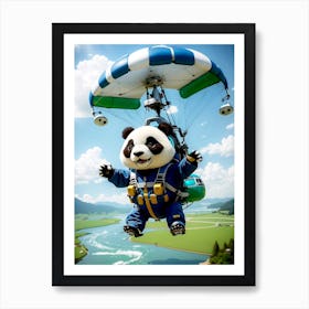 Explorer Panda Flying A Hang Glider Art Print