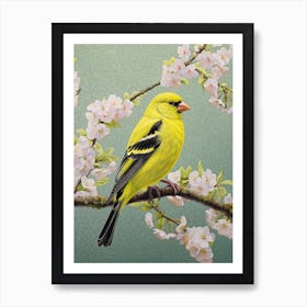 Ohara Koson Inspired Bird Painting American Goldfinch 4 Art Print