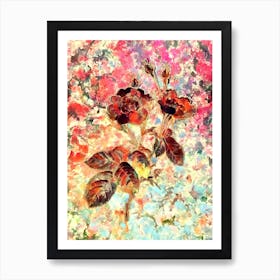 Impressionist Anemone Centuries Rose Botanical Painting in Blush Pink and Gold Art Print