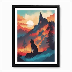 Sunset Cat Art Print