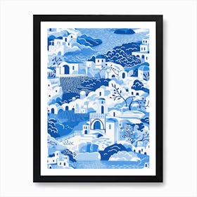 Santorini, Greece, Inspired Travel Pattern 4 Art Print