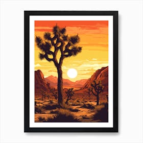  Retro Illustration Of A Joshua Tree At Sunrise 1 Art Print