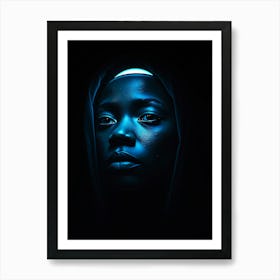 Woman In The Blue Hood Art Print