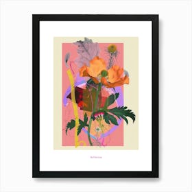 Buttercup 1 Neon Flower Collage Poster Art Print