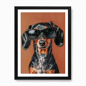 Dachshund Wearing Sunglasses.Generated AI. Art Print Affiche