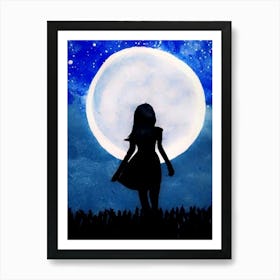 Silhouette Of A Girl Art Print