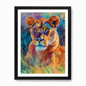 Masai Lion Lioness On The Prowl Fauvist Painting 2 Art Print