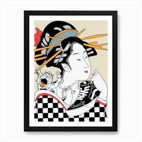 geisha sneakers kittyboard Art Print