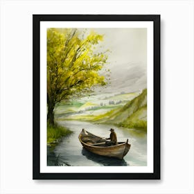 Man In A Boat 2 Art Print