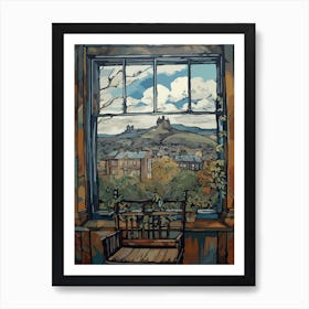 Window View Of Edinburgh Scotland In The Style Of William Morris 2 Art Print
