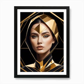 Geometric Woman Portrait Luxury Gold (8) Art Print