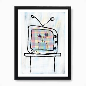 Tv With Flowers Art Print