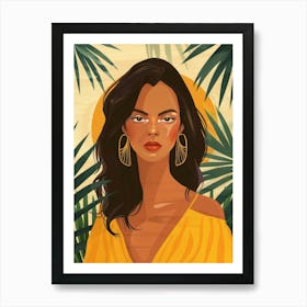 Tropical Woman In Yellow Dress Art Print