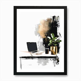 Black And Gold Desk Art Print