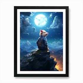 Pig In The Moonlight Art Print