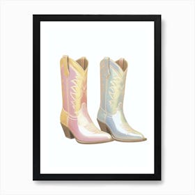 Cowgirl Boots Pastel 4 Art Print