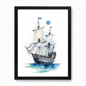 Sailing Ships Watercolor Painting (19) Art Print