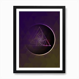 Geometric Neon Glyph on Jewel Tone Triangle Pattern 383 Art Print