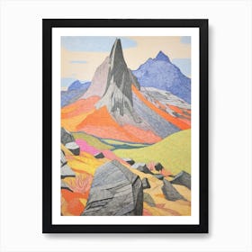 Tryfan Wales 2 Colourful Mountain Illustration Art Print