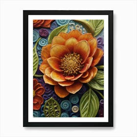 Orange And Purple Flowers Art Print