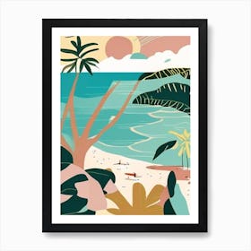 Ile De La Reunion France Muted Pastel Tropical Destination Art Print