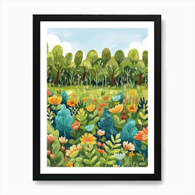 Illustration Of A Garden Art Print