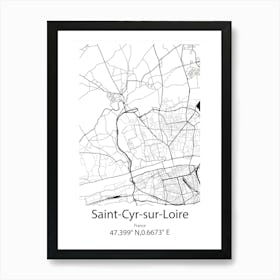 Saint Cyr Sur Loire,France Minimalist Map Art Print