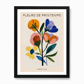 Spring Floral French Poster  Sweet Pea 3 Art Print