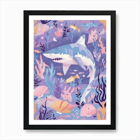 Purple Blacktip Reef Shark Illustration 4 Art Print