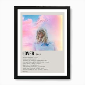 Lover 2019, Taylor Swift Music Poster 2 Art Print