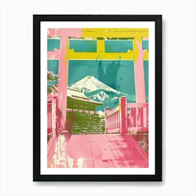 Hakone Japan Retro Duotone Silkscreen 1 Art Print