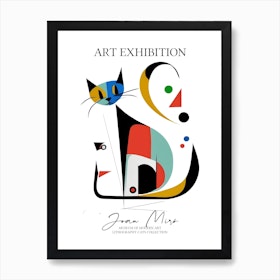 Joan Miro Inspired  Cats Exhibition Poster Art Print