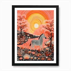 Pattern Zebra In The Wild With The Sun 3 Art Print
