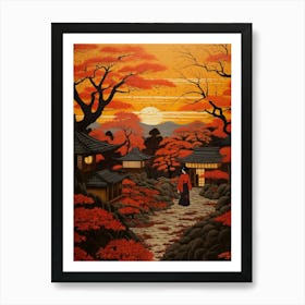 Seasonal Changes Japanese Style Illustration 2 Art Print