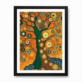 Artistic Symphony Tree Of Life By Klimt And Van Gogh Art Print