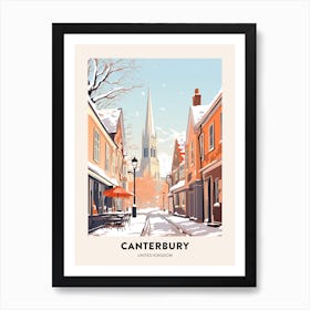 Vintage Winter Travel Poster Canterbury United Kingdom 1 Art Print