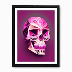 Skull With Geometric Designs 2 Pink Mexican Art Print